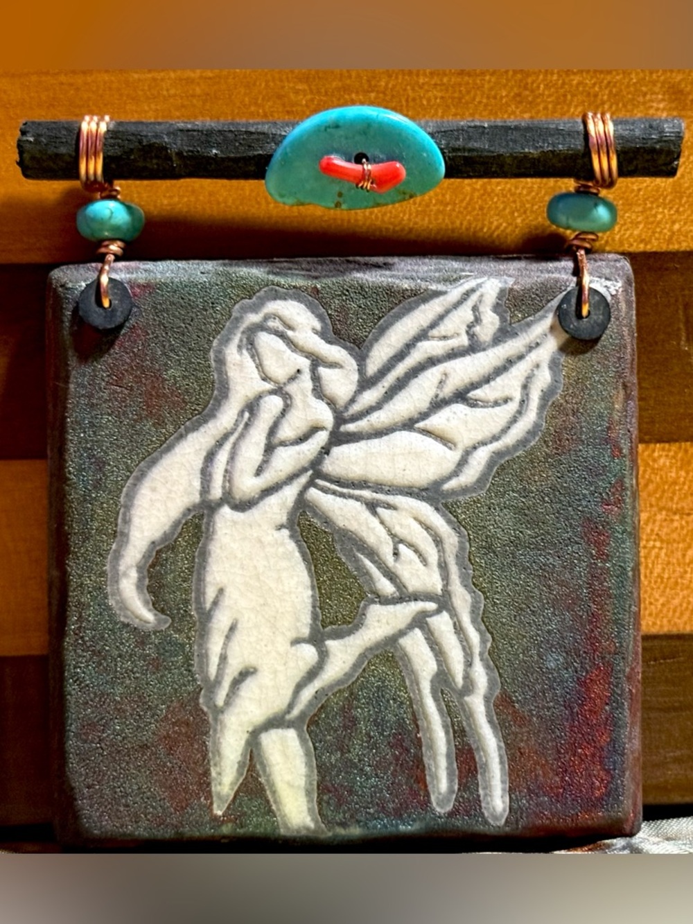 Raku Pottery Fairy Cottagecore Wall Decor